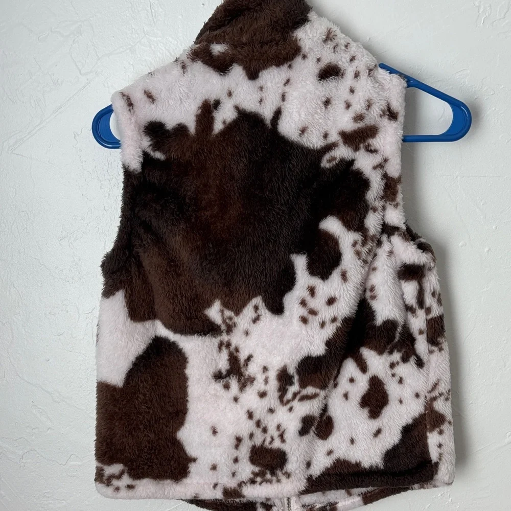 SHEIN Brown and White Fuzzy Vest